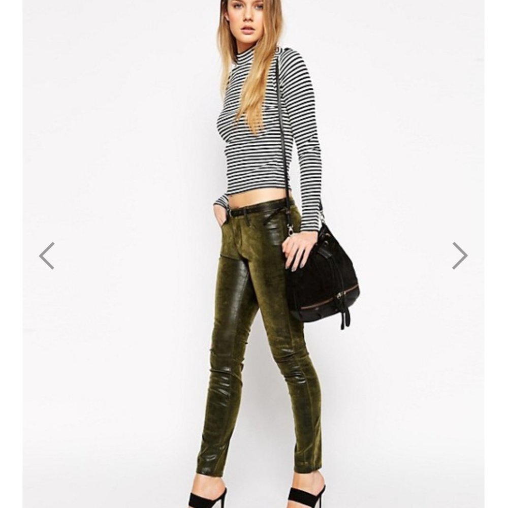 Blank NYC Vegan Leather Green Skinny Pants
